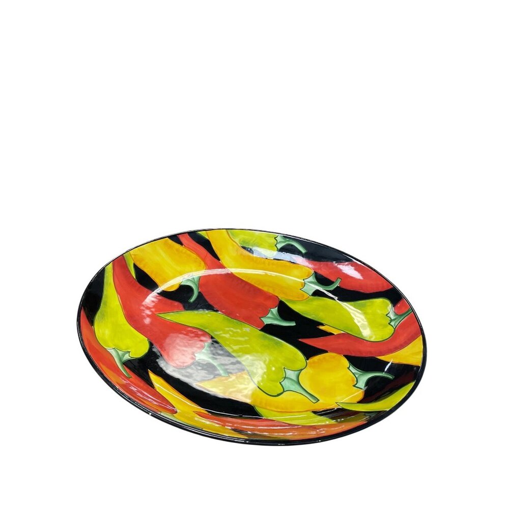 Clay Art "Caliente" Hand Painted Stonelite Serving platter dish SKU 9499